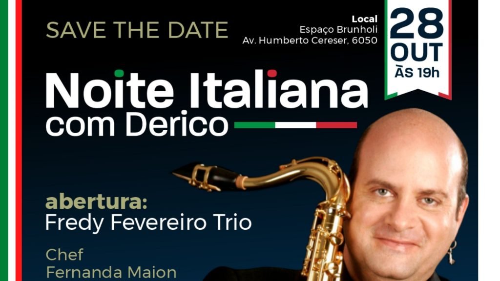 Jantar Italiano com o Saxofonista Derico, em Jundiaí